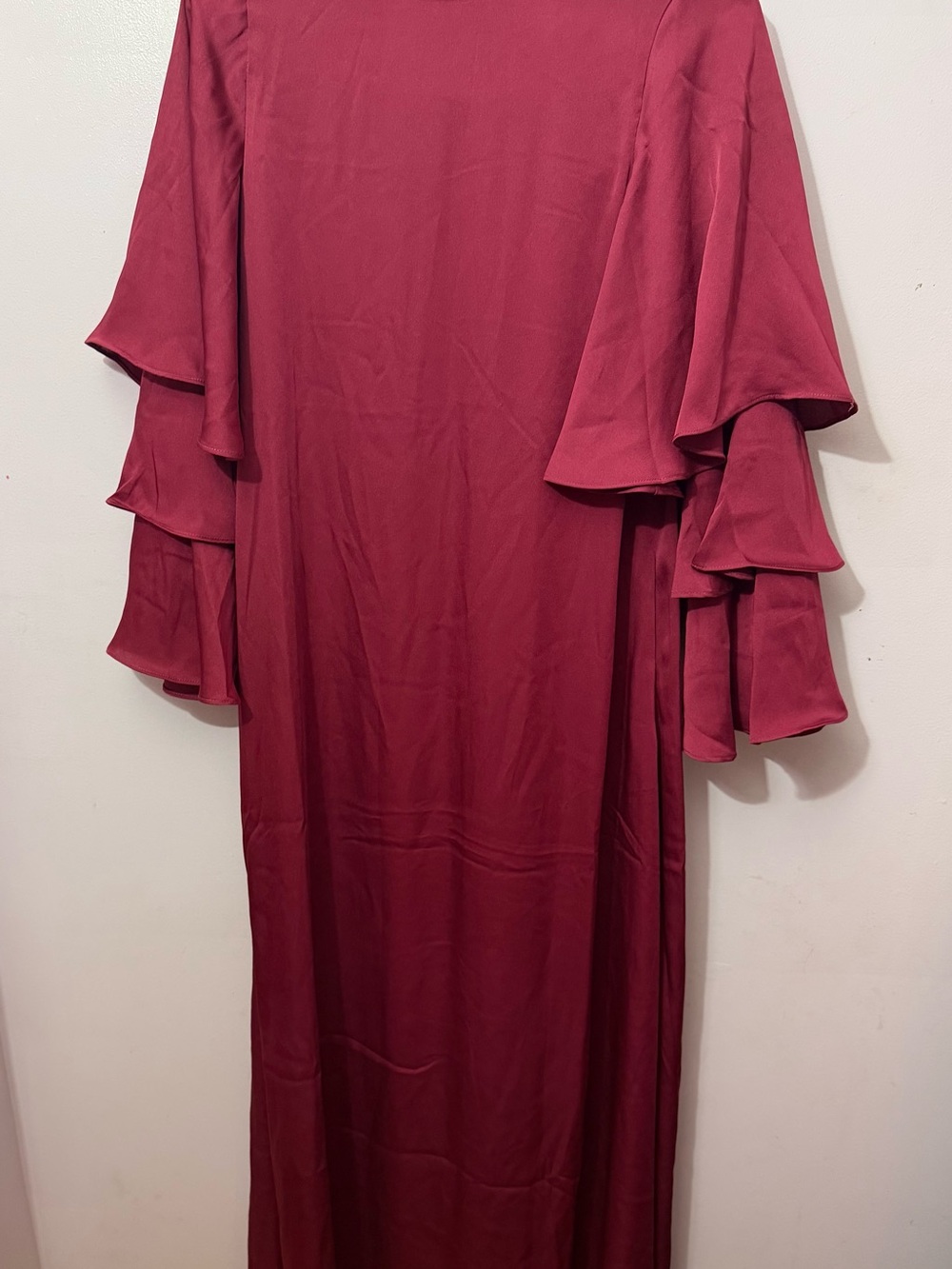 NWT Long Sleeve Ruffle Tiered Maxi Dress - Burgundy